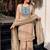 Beige crunchy silk heavy thread embroidery work kurta palazzo set