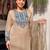 Beige crunchy silk heavy thread embroidery work kurta palazzo set
