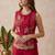 Rani pink vichitra heavy thread embroidery work kurta palazzo with blouse set