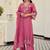 Pink cotton heavy thread embroidery work kurta pant set