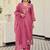 Pink cotton heavy thread embroidery work kurta pant set