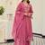 Pink cotton heavy thread embroidery work kurta pant set