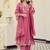 Pink cotton heavy thread embroidery work kurta pant set