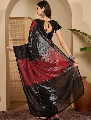 Embellished Sequinned Heavy Work Saree with Blouse Piece 4