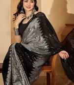 Sequinned Embellished Saree With Unstitched Blouse