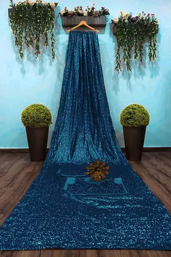 Embellished Sequinned Georgette Heavy Work Saree with Blouse