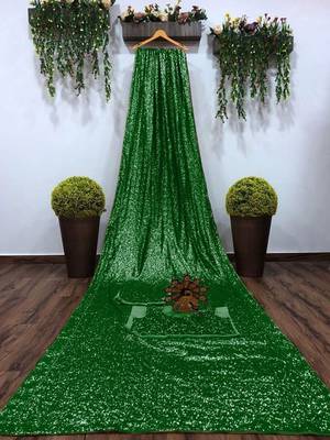 Green Embellished Sequinned Georgette Heavy Work Saree with Blouse 3