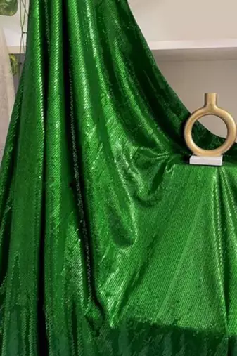 Green Embellished Sequinned Georgette Heavy Work Saree with Blouse