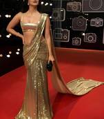 Embellished Sequinned Georgette Heavy Work Saree with Blouse