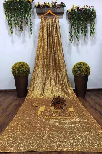 Embellished Sequinned Georgette Heavy Work Saree with Blouse