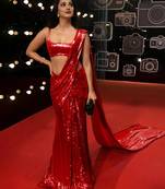 Embellished Sequinned Georgette Heavy Work Saree with Blouse