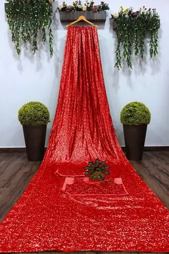 Embellished Sequinned Georgette Heavy Work Saree with Blouse