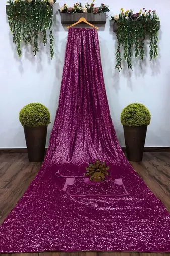 Embellished Sequinned Georgette Heavy Work Saree with Blouse
