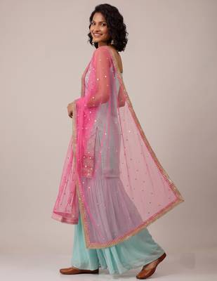 Sky blue faux georgette embroidered sequence party wear salwar suit 2