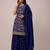 Navy blue blooming georgette elegant embroidered festive salwar suit