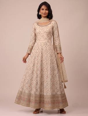 Cream heavy faux georgette rich sequence embroidered party wear salwar suit 1