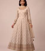 Cream heavy faux georgette rich sequence embroidered party wear salwar suit