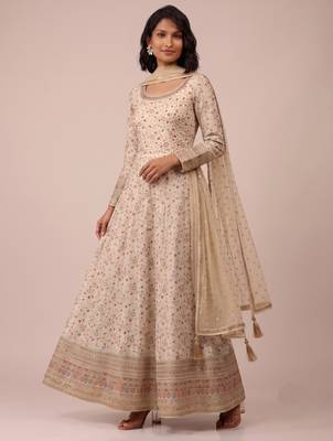 Cream heavy faux georgette rich sequence embroidered party wear salwar suit 2