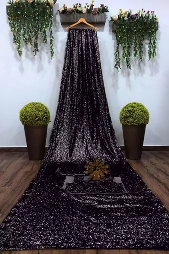 Embellished Sequinned Georgette Heavy Work Saree with Blouse