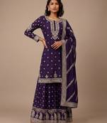 Purple heavy silk blend  cording sequence embroidered celebration salwar suit
