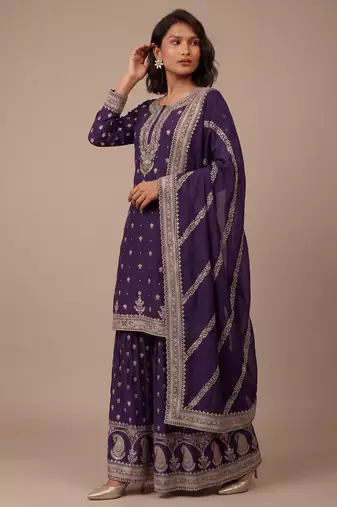 Purple heavy silk blend  cording sequence embroidered celebration salwar suit
