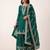 Teal green heavy silk blend cording sequence embroidered designer salwar suit