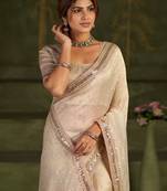 Embellished Sequinned Organza Heavy Work Bhagalpuri Saree