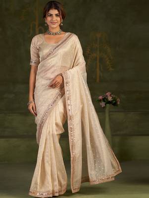 Embellished Sequinned Organza Heavy Work Bhagalpuri Saree 3