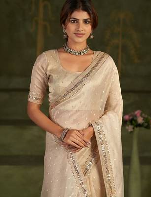 Embellished Sequinned Organza Heavy Work Bhagalpuri Saree 5