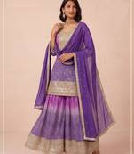 Purple heavy chinon digital print sequence embroidered salwar suit