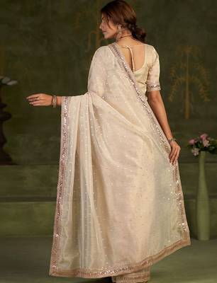 Embellished Sequinned Organza Heavy Work Bhagalpuri Saree 6
