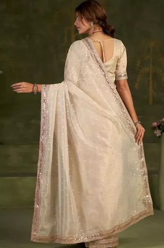 Embellished Sequinned Organza Heavy Work Bhagalpuri Saree