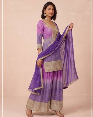 Purple heavy chinon digital print sequence embroidered salwar suit 3