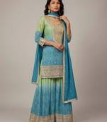 Multicolor heavy chinon digital print festive embroidered salwar suit
