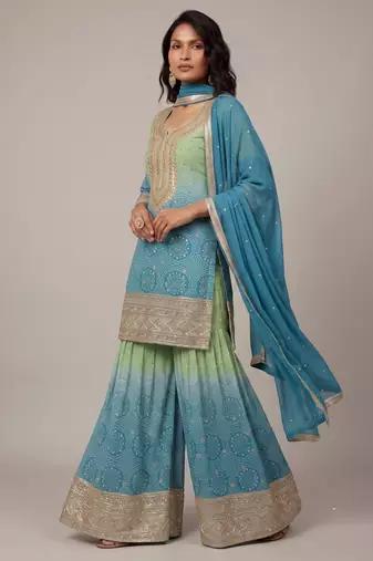 Multicolor heavy chinon digital print festive embroidered salwar suit