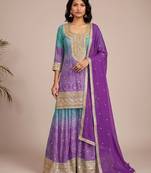 Multicolor heavy chinon artistic print sequence party wear salwar suit