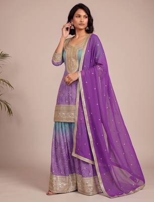 Multicolor heavy chinon artistic print sequence party wear salwar suit 2