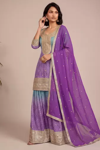 Multicolor heavy chinon artistic print sequence party wear salwar suit