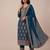 Teal pure viscose jacquard multi thread jari embroidered salwar suit
