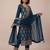 Teal pure viscose jacquard multi thread jari embroidered salwar suit