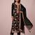 Black pure viscose jacquard sequence embroidered chinon silk salwar suit