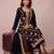 Black pure viscose jacquard sequence embroidered chinon silk salwar suit
