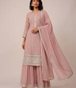 Light pink heavy georgette sequin embroidered elegant salwar suit