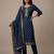 Navy blue jacquard embroidered chinon silk party wear salwar suit