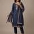 Navy blue jacquard embroidered chinon silk party wear salwar suit