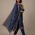Navy blue jacquard embroidered chinon silk party wear salwar suit