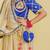 Blue beige embroidered tissue organza lehenga set