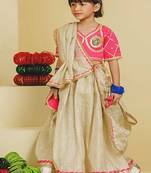 Pink beige embroidered tissue organza lehenga set