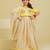 Yellow beige embroidered tissue organza lehenga set