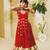 Red embroidered georgette lehenga set